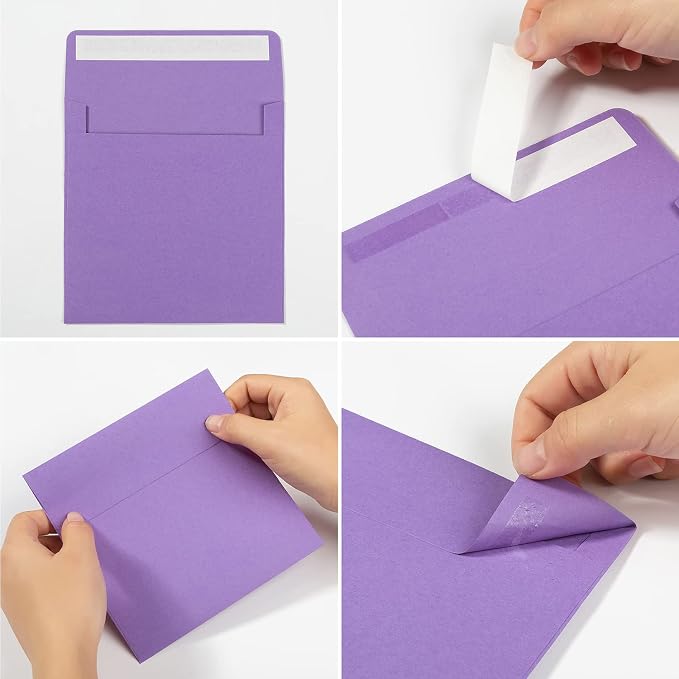 50 Pack 6 x 6 Square Envelopes Self Seal, Colorful | - Image 3