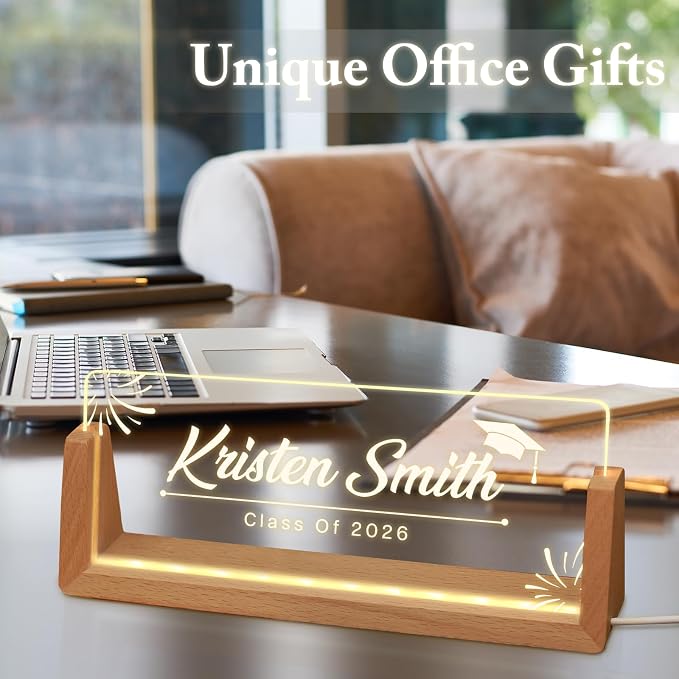 Custom Name Plate for Desk, Personalized Light Up Acrylic Desk Name Plate - Image 8