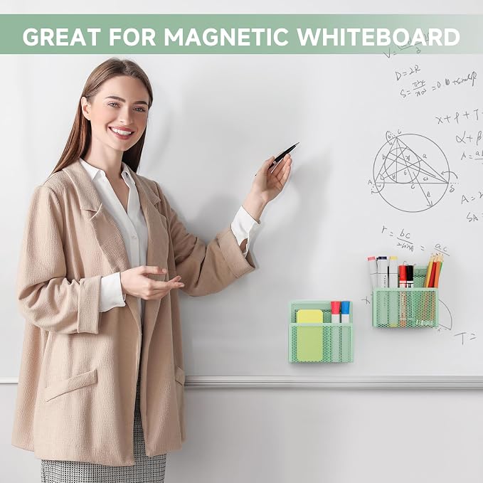 Marbrasse Magnetic Dry Erase Marker Holder, Mesh Pen Holder - Image 5