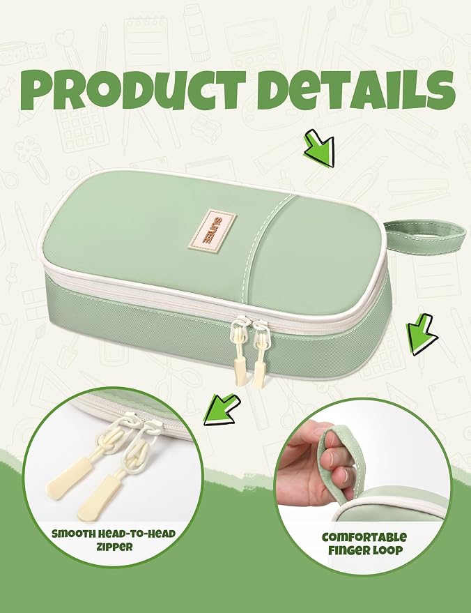SUNEE Cute Pencil Case, Aesthetic Pen Pouch, Colored Large Pencil Bag - Image 3