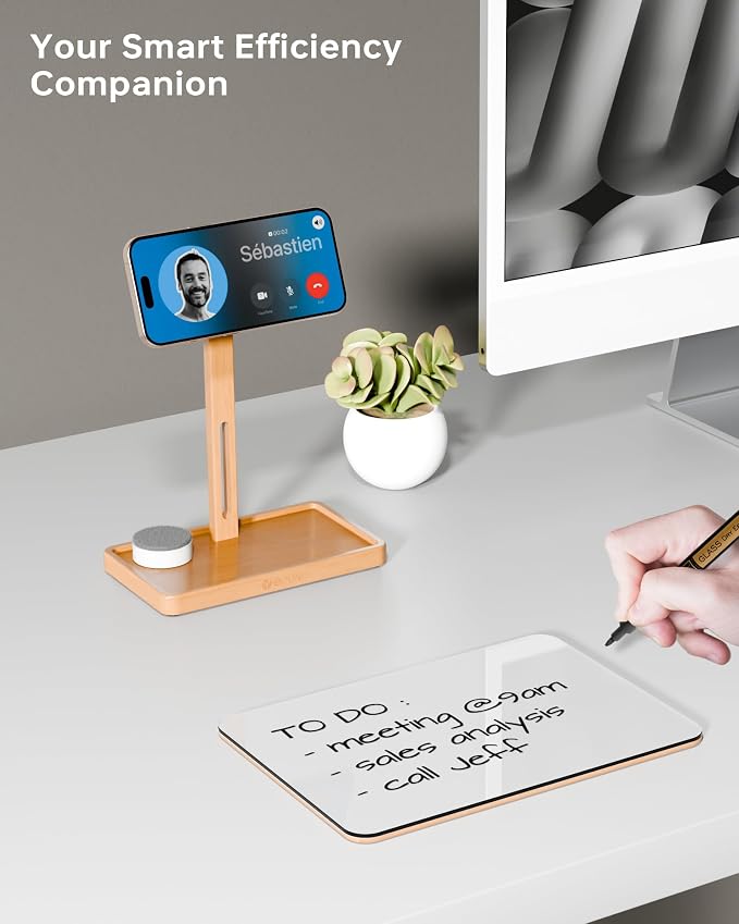 YEOUX Premium Desktop Glass Whiteboard & Magnetic Phone Stand 2-in-1 | 360° - Image 4