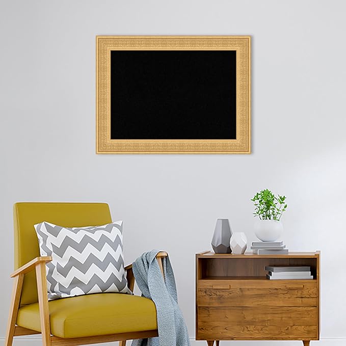 Amanti Art Black Cork Board for Wall, 26x34 Vision Board with Gold Wood Frame, Medium Corkboard Office Decor for Home Organization, Traditional Corkboard Pinboard to display items for home-DeskLoop Office