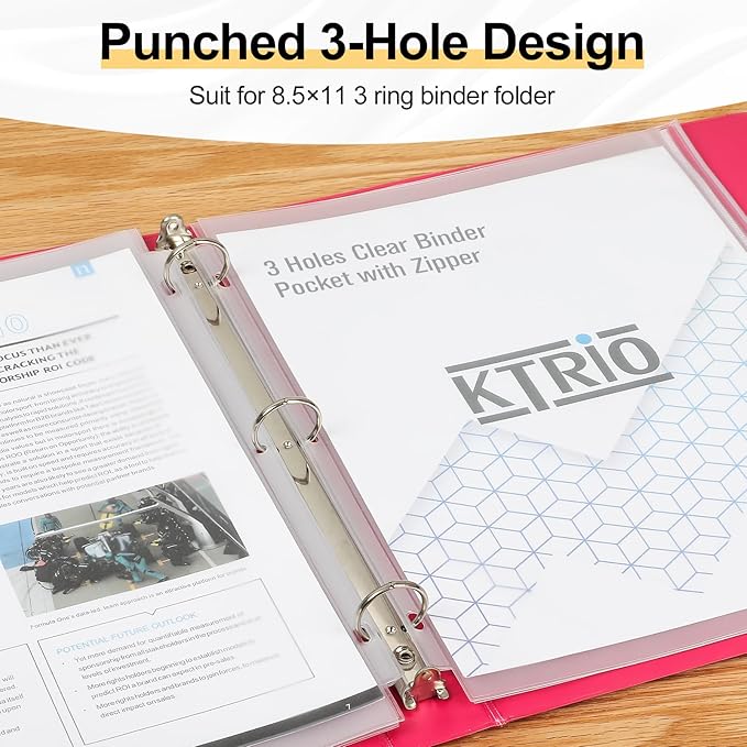 KTRIO 24 Pack Binder Pockets, 8.5 x 11 Zipper Pouches - Image 3