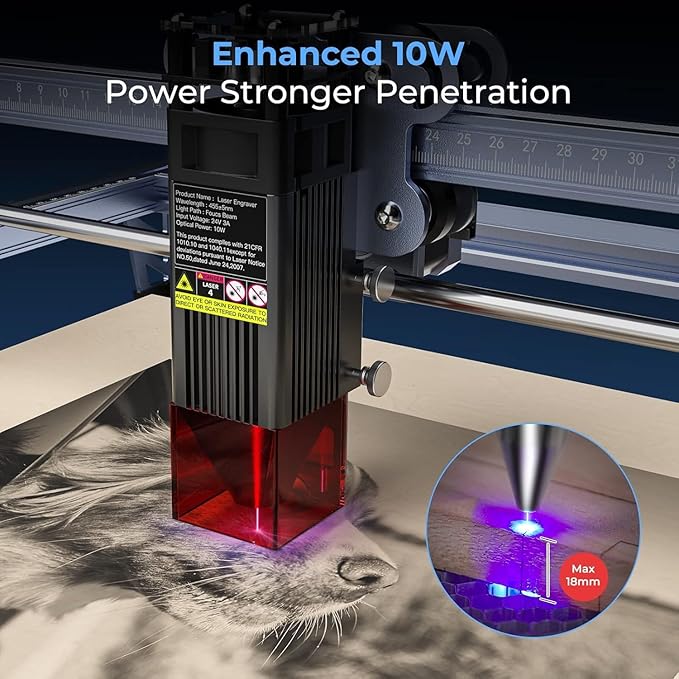 Creality Falcon 10W Laser Engraver, with Honeycomb Laser Bed 500x500mm, 10000mm/min, 72W High-Precision Laser Cutter for Wood, Acrylic, Pre-Installation and Out-of-The-Box-DeskLoop Office