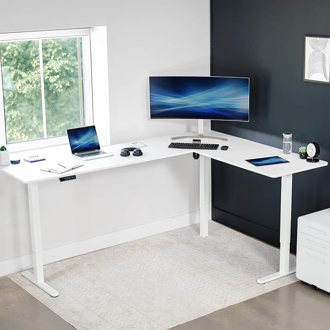 VIVO Electric Corner 84 x 63 inch L-Shaped Standing Desk, Memory Height - Image 8