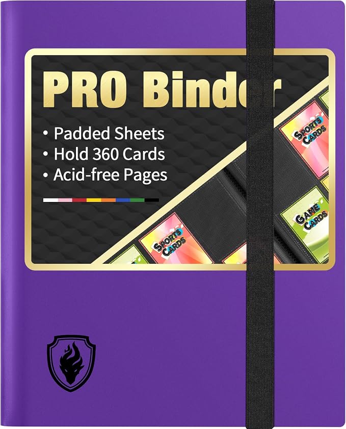 Heavy Duty Card Binder, Fabmaker 9 Pocket Trading Card Binder Holds 360 Cards by Fabmaker