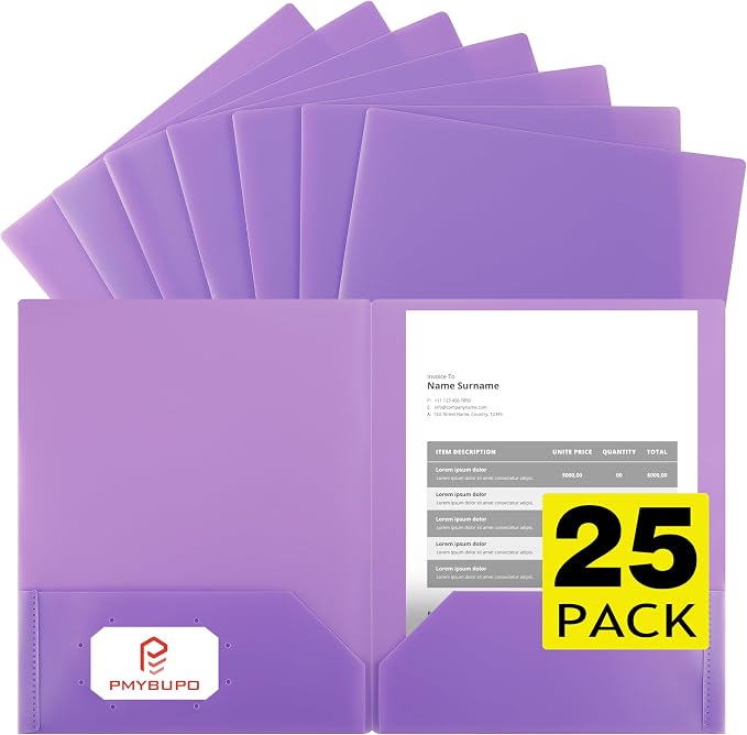 pmybupo 25Pack Purple Plastic Folders by pmybupo