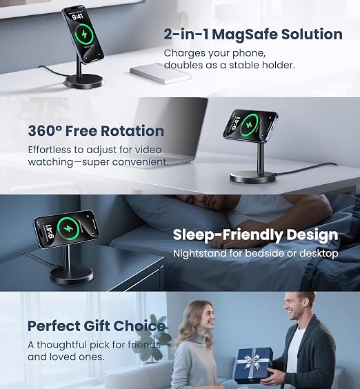 Magnetic Wireless Charger iPhone, 15W Fast Mag-Safe Charger Stand - Image 8