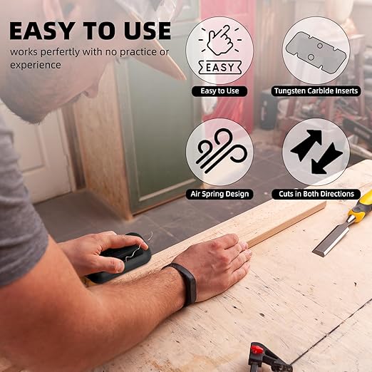 GSCIT Club Edge Banding Trimmer, Tungsten Carbide Blades Hand Planer Edge Bander for Burrs Edge Corner Planer Wood Scraper Edge Banding Tools Cutter for PVC ABS Melamine (Black)-DeskLoop Office