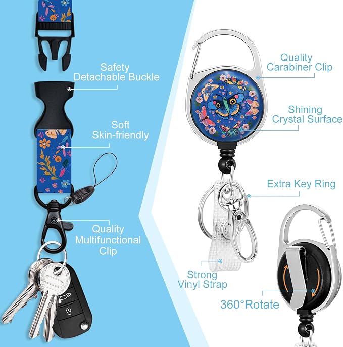 Piefly Lanyards for Id Badges, Butterfly Flowers Badge Holder - Image 4