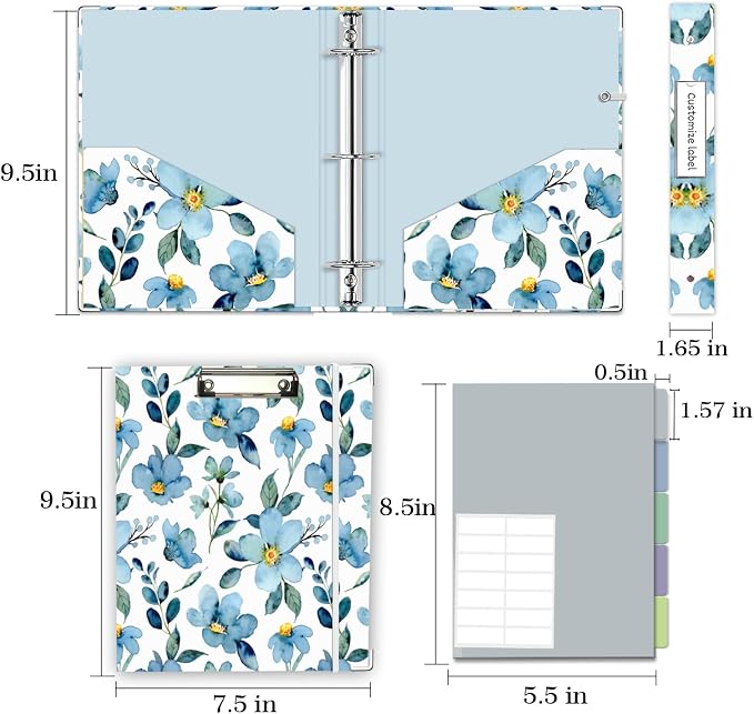 Mini Binder Organizer for 5.5" x 8.5" Paper ，1 Inch 3 Ring Binder - Image 6