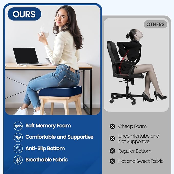 SweetSlubr Seat Cushion for Tailbone Pain Relief, Office Chair Cushion - Image 5