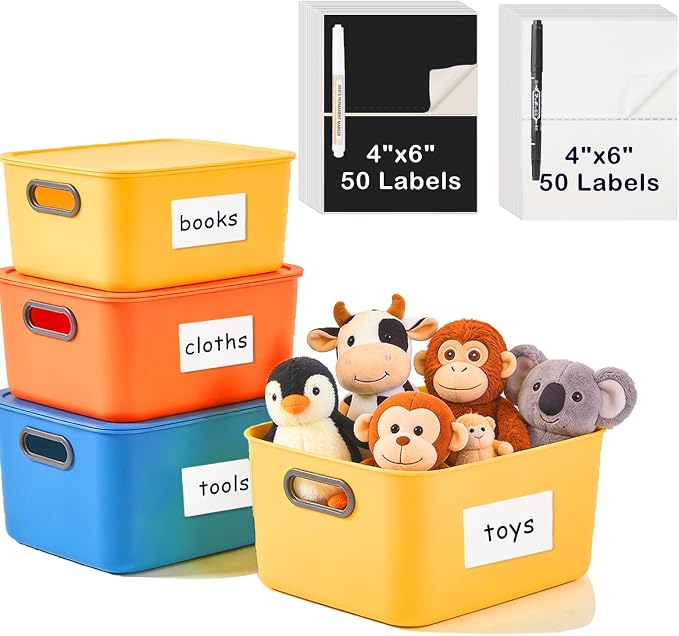 4x6 Inch Removable Storage Bin Labels 100 Pcs and 2 Markers, Water Oil Tear by Unknown