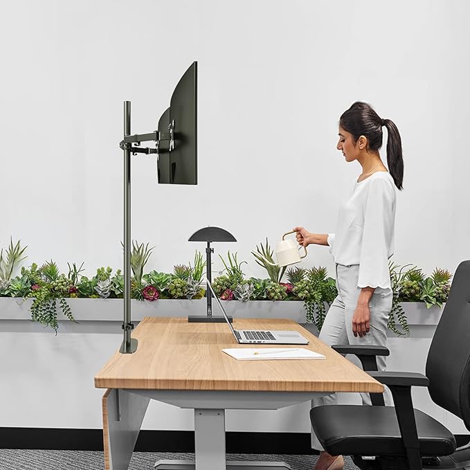 Pholiten Extra Tall Dual Monitor Stand, Dual Monitor Mount, Desk Mount up to 47 inch Pole, 2 Monitor Stand, Computer Monitor Arm, Fully Adjustable Stand for up to 27 inch Screens-DeskLoop Office