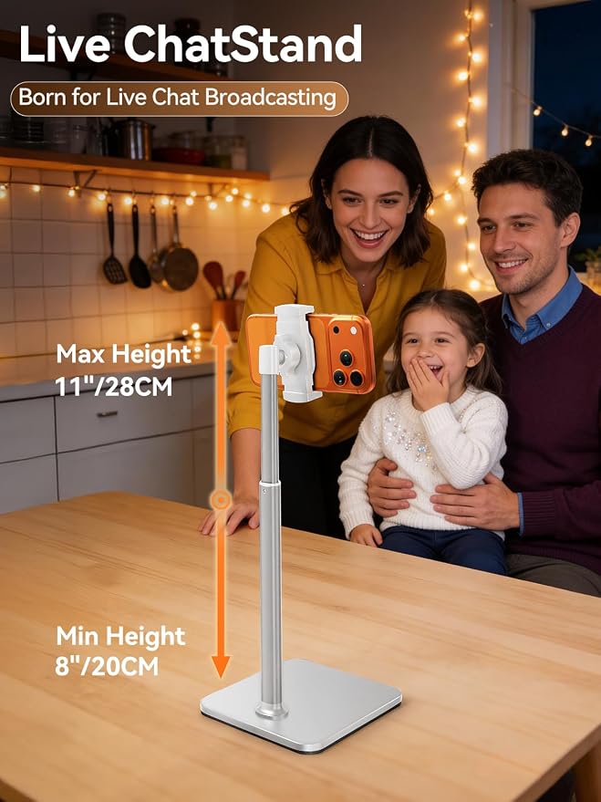 tounee Phone Stand for Desk, 8-11" Height Adjustable Cell Phone Holder for Live - Image 2