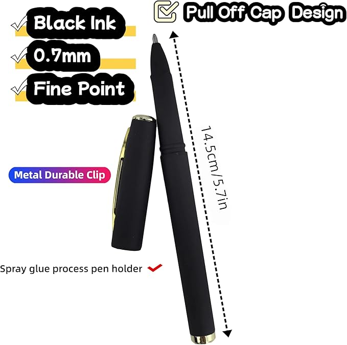 Fengtaiyuan Gel Ink Roller Ball Pens, Black Ink, Fine Point 0.7mm, Comfortable Grip, Easy Hold, Writting Pens, Smooth, 18 Count (Black-0.7mm-07P18SS)-DeskLoop Office
