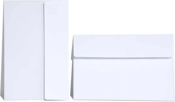 A9 Invitation Envelopes 50 Pack White 5 3/4 x 8 3/4 Inches Self Seal Printable by AZAZA
