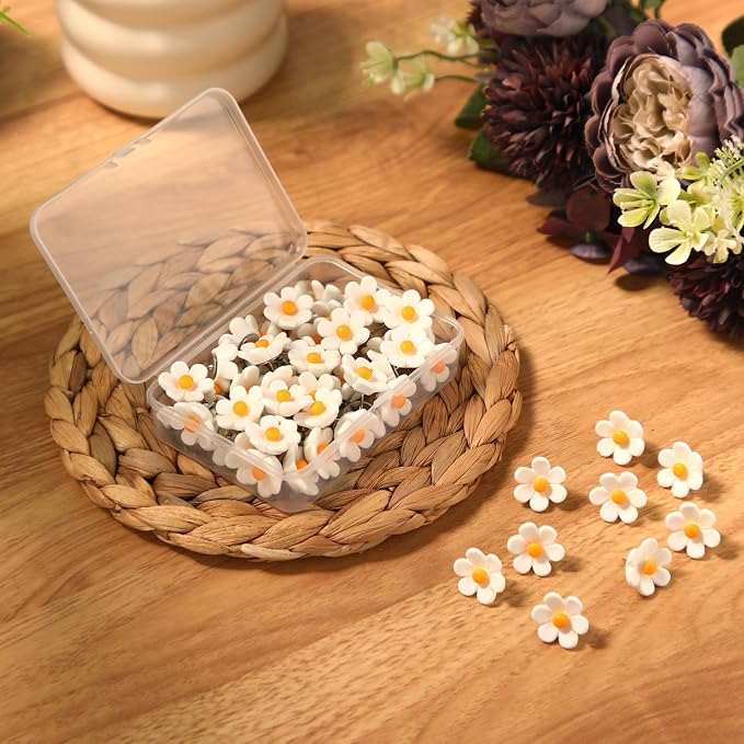 Sawysine 60 Pcs Cute Push Pins Decorative Push Pins Thumb Tacks Colorful Flower - Image 4