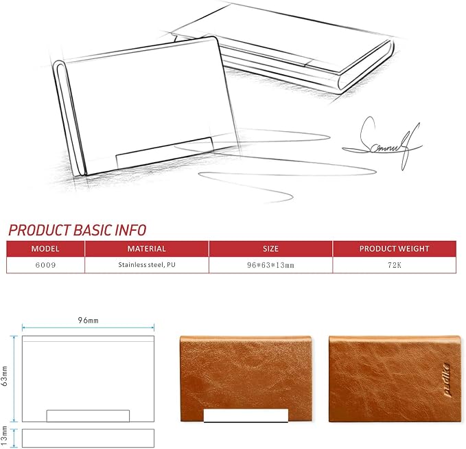 Padike Business Card Holder, Business Card Case Professional PU Leather & - Image 2