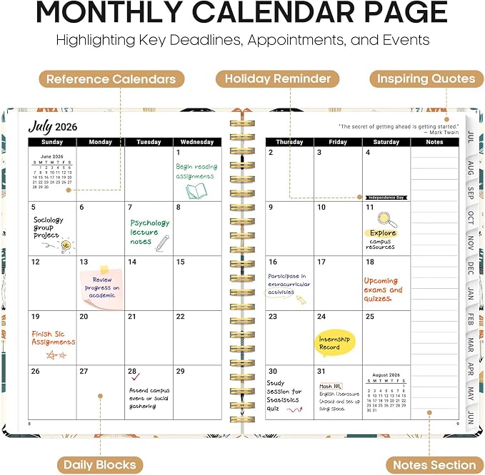 Planner 2026-2027, Academic Year Monthly and Weekly Calendar Planner, Jul 2026 - Image 2
