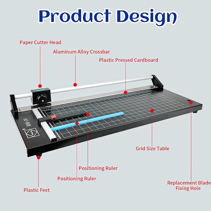 24 Inch Manual Precision Rotary Paper Trimmer, Rotary Paper Cutter Trimmer - Image 3