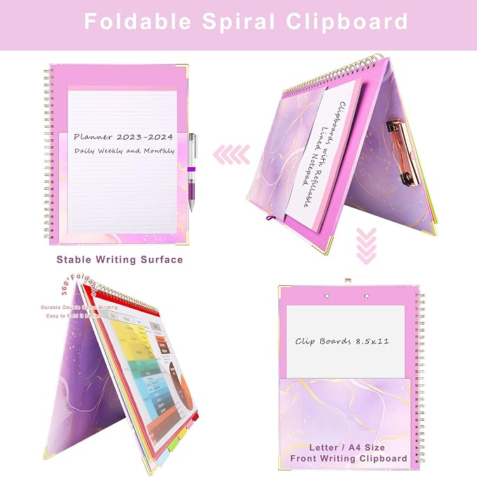 Spiral Clipboard Folio with Refillable Notepad, Cute Clipboard Folder, 5 - Image 4