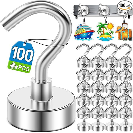 100 Pack Magnetic Hooks for 2026 Cruise Cabins Beach Vacation 30lbs+ Heavy Duty by MUKFIRM