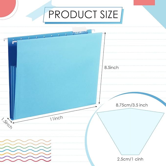 Yaomiao 24 Pack Hanging File Folders 3 Pleats Letter Size File Cabinet Folders - Image 2