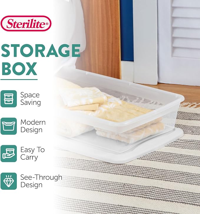 Sterilite 12-Pack 41 Quart Storage Box, Stackable Clear Plastic Bins - Image 2