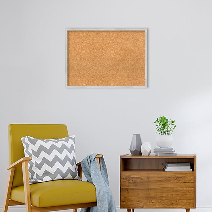 Amanti Art Natural Cork Board for Wall, 21x29 Vision Board with Silver Wood Frame, Medium Corkboard Office Decor for Home Organization, Modern Contemporary Corkboard Pinboard to display items for home-DeskLoop Office