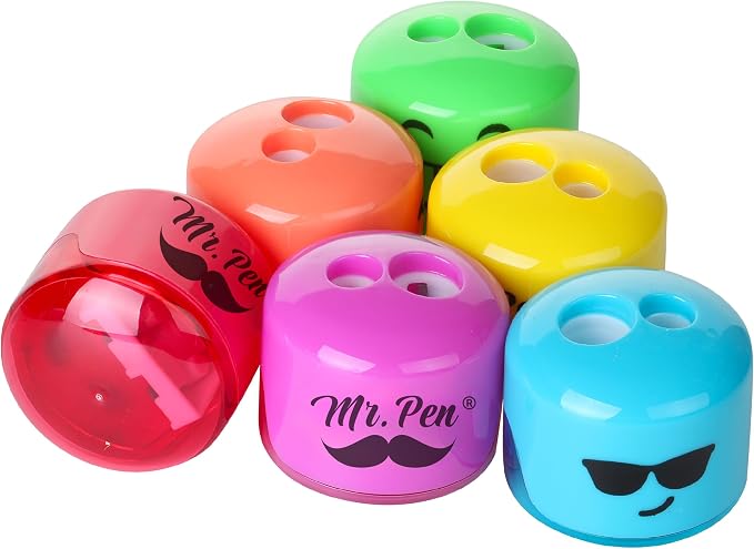 Mr. Pen- Pencil Sharpeners Manual, 12 Pack, Dual Hole, Smiley | Bulk Handheld - Image 7