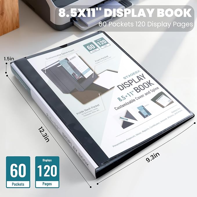 STAGEEK 60-Pocket Portfolio Binder Display 120 Pages, 8.5x11 Binder - Image 2