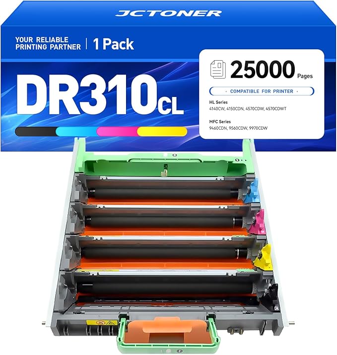 DR310CL DR-310CL Drum Unit Compatible Replacement for Brother HL-4150CDN HL-4570CDW HL-4570CDWT MFC-9460CDN MFC-9560CDW MFC-9970CDW Printer Ink Toner Cartridge TN315 TN310 Copier Scanner High-Yield-DeskLoop Office