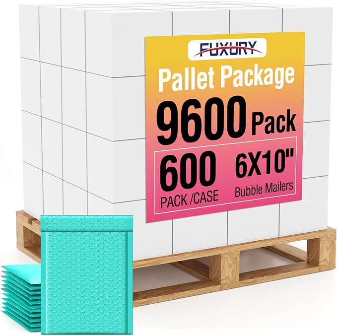 Fuxury Bubble Mailers 6x10" Teal Padded Envelopes 9600 Pack Bulk Strong by Fuxury