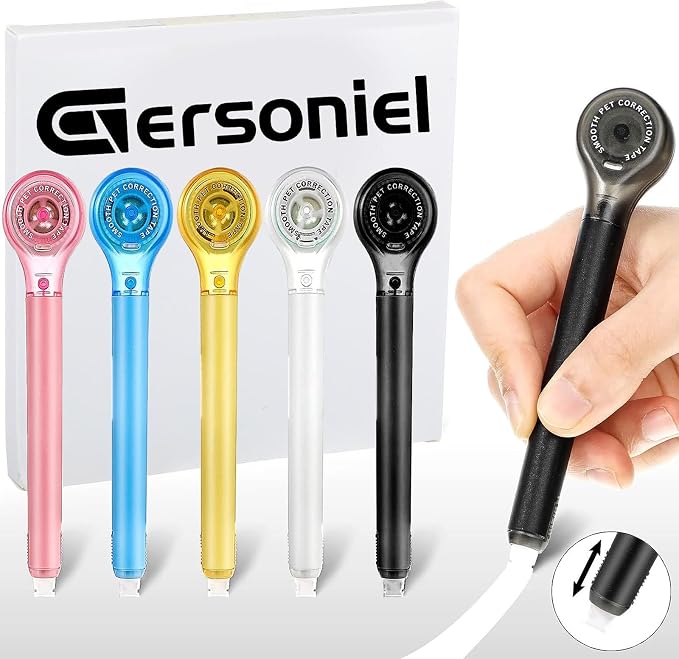 Gersoniel 5 Pack Correction Tape Pen Correctional Ink Tape Push Pull Protective - Image 8