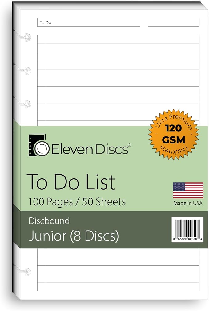 Eleven Discs Discbound Paper, Junior Size To Do List Sheets by ElevenDiscs