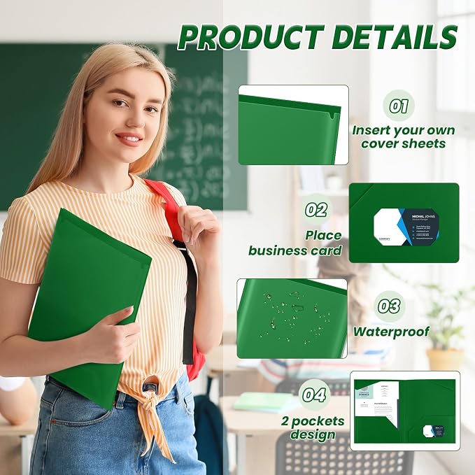 Henoyso 36 Pack Dark Green Plastic Folders - Image 3