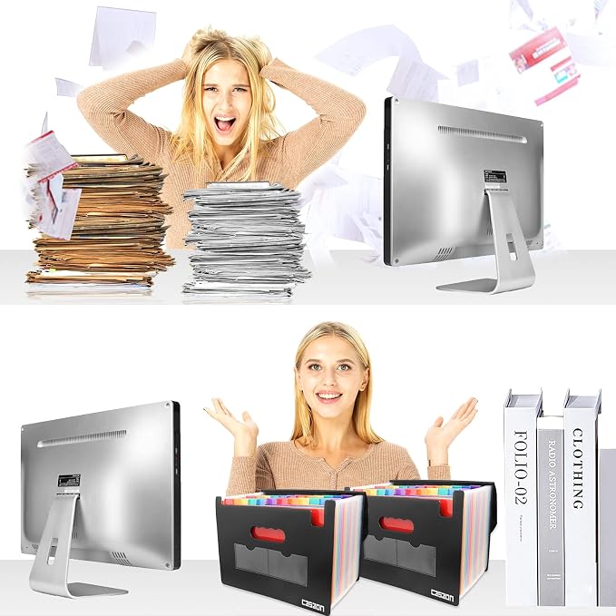2 Pack Accordian File Organizer, Expanding File Folder 24 Pockets - Image 6