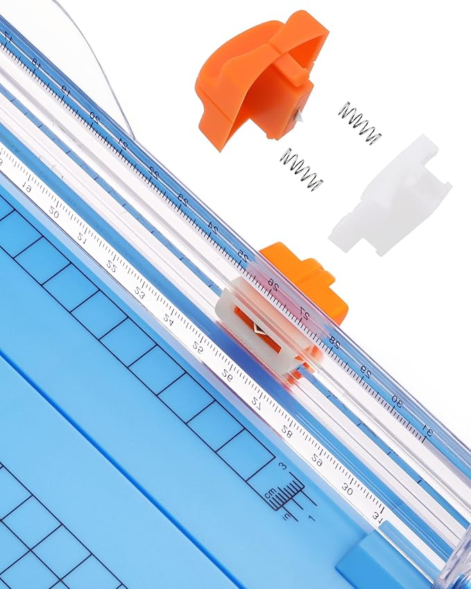 Firbon Blue A4 Paper Cutter, 12 Inch Titanium Straight Paper Trimmer with Side Ruler for Scrapbooking Craft, Paper, Coupon, Label, Cardstock-DeskLoop Office