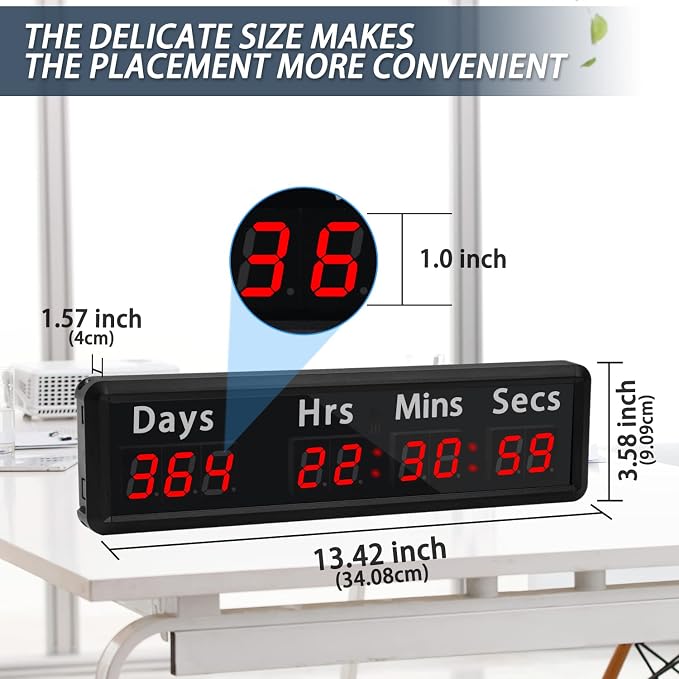 LED Countdown Clock, 999 Days, 23 Hours, 59 Minutes, 59 Seconds, Event - Image 5