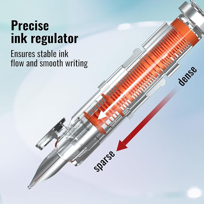 WRITECH Clictek Fountain Pen Retractable: Medium Nib Blue Ink Transparent - Image 5