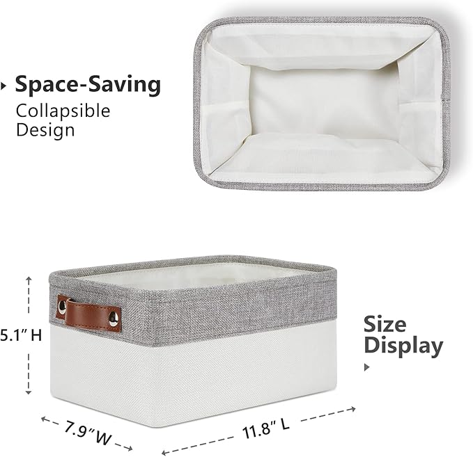 DULLEMELO Storage Baskets Bins for Organizing, Small Fabric Baskets for Shelves, Closets, Nursery, Home, Office, Empty Gift Baskets (6-Pack, Grey&White)-DeskLoop Office