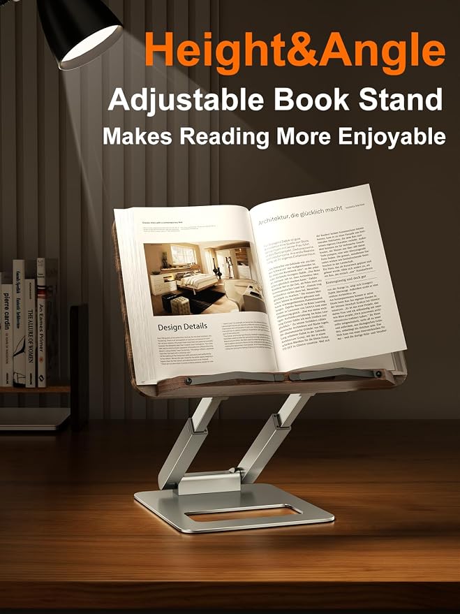 Tounee Book Stand for Reading, Telescopic Book Holder, Adjustable Height Pull - Image 4