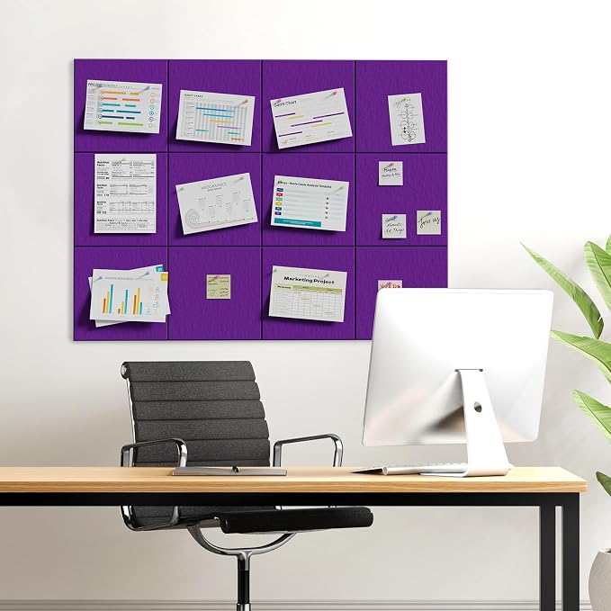 MaxGear Felt Bulletin Board 48" x 36", Violet Felt Wall Tiles Wall Decor | - Image 9