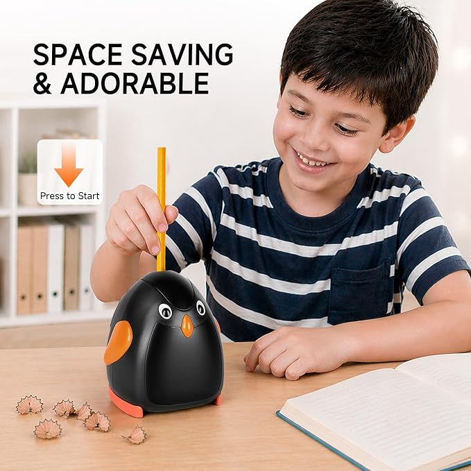Penguin Battery Operated Pencil Sharpener, Animal-Inspired Desktop Stationery - Image 6