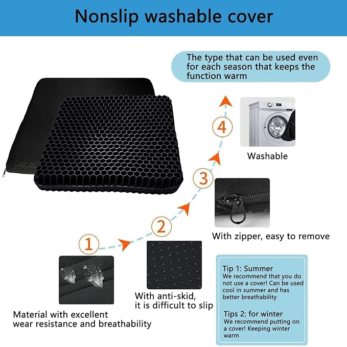 Gel Seat Cushion, for Long Sitting -Double Thick Gel Seat Cushion Breathable - Image 5
