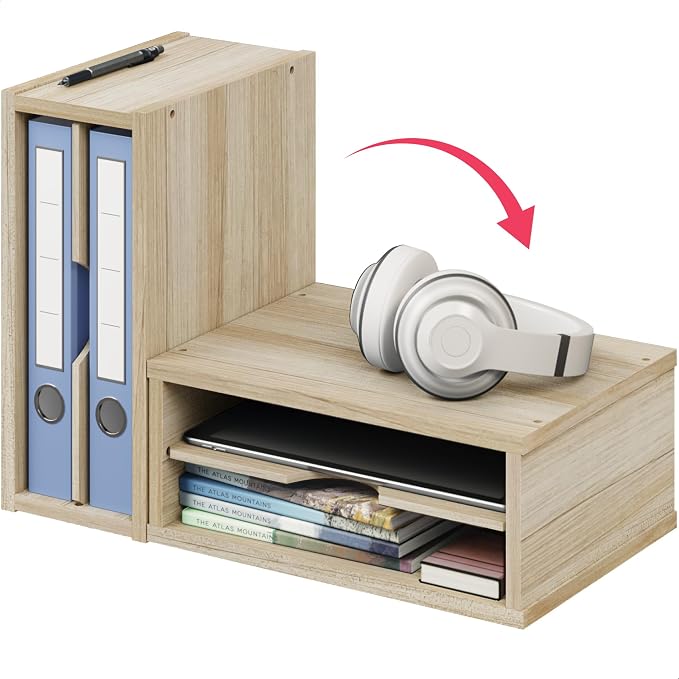 Ballucci 2-Tier Wooden Desk Organizer, Office Desk Organization, Mail Sorter - Image 6