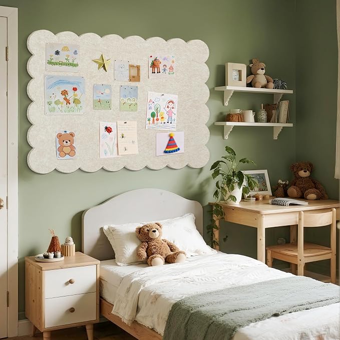 Lightomorrow Scalloped Bulletin Board, 48 x 36 Inches Felt Pin Board - Image 5