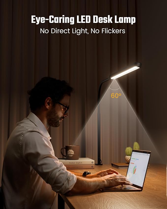 SUPERDANNY Eye-Caring LED Desk Lamp 360° Flexible Gooseneck Work Lamp - Image 2