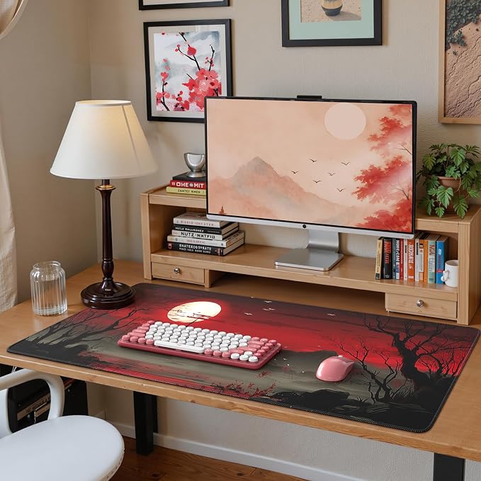 iCasso Desk Protector Mat, Large Japanese Mouse Pad, Stable Rubber Base Mousepad - Image 7